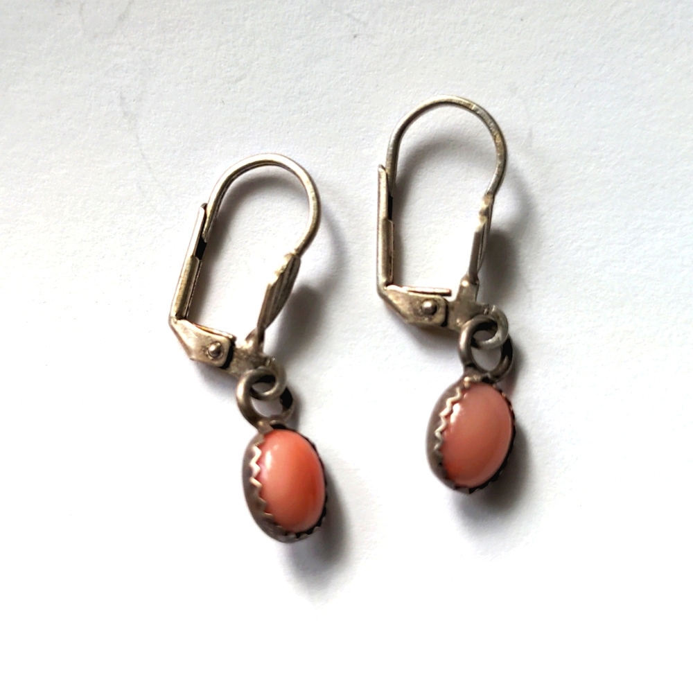 Vintage Rhodochrosite Dangle Earrings